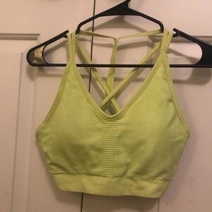 Fabletics neon yellow sports bra